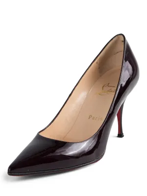 Christian Loboutin Patent Leather Pointy Shoes Burgundy