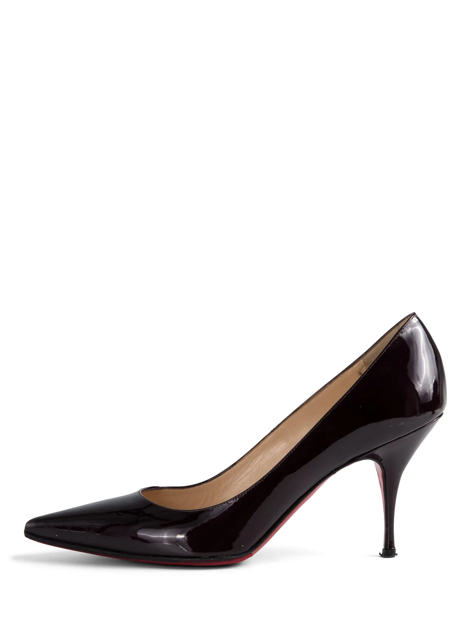 Christian Loboutin Patent Leather Pointy Shoes Burgundy