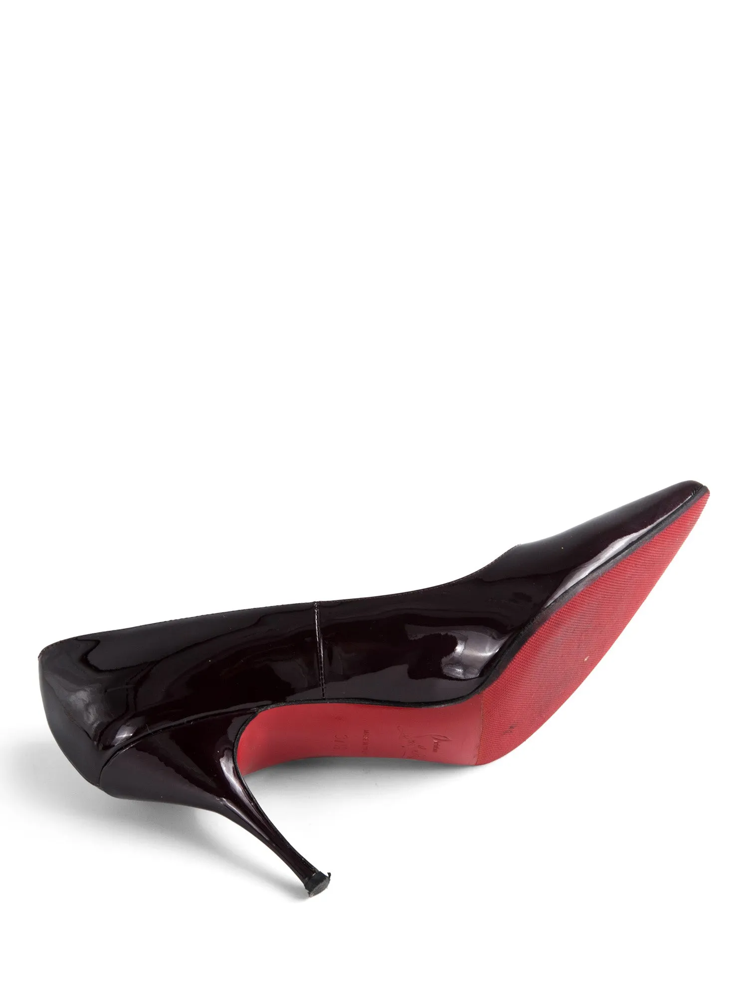 Christian Loboutin Patent Leather Pointy Shoes Burgundy