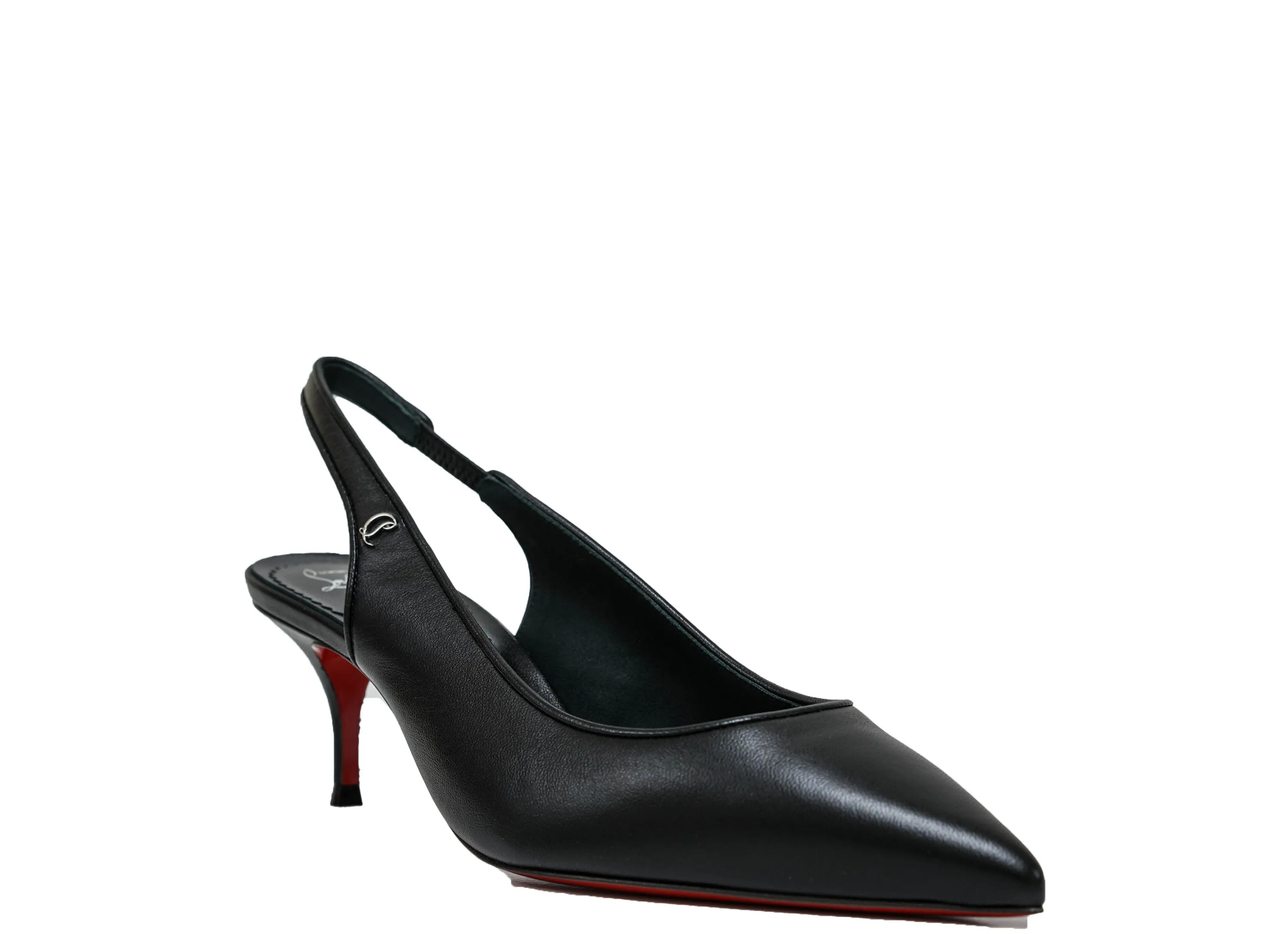 Christian Louboutin Women's Black Leather Slingback Kate55 40% OFF