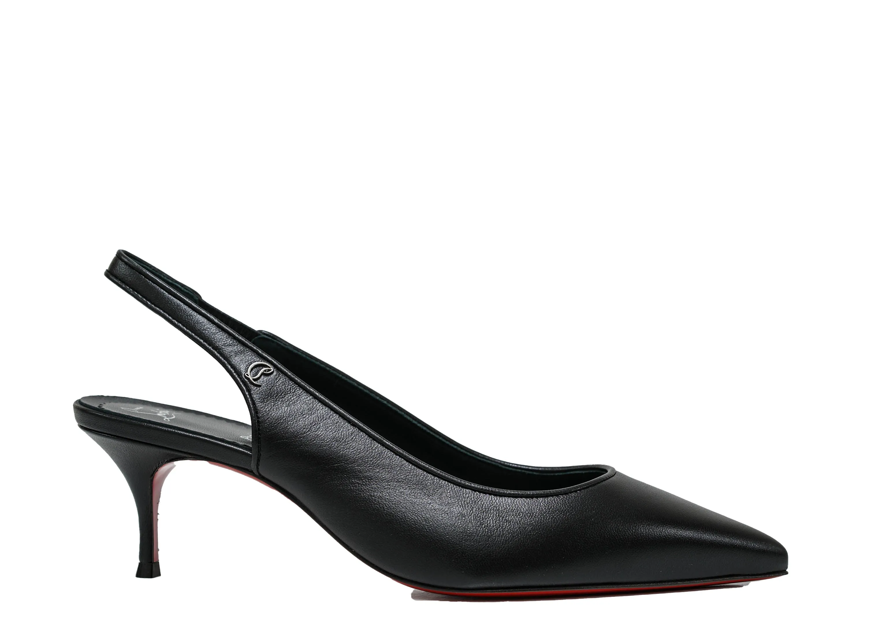 Christian Louboutin Women's Black Leather Slingback Kate55 40% OFF