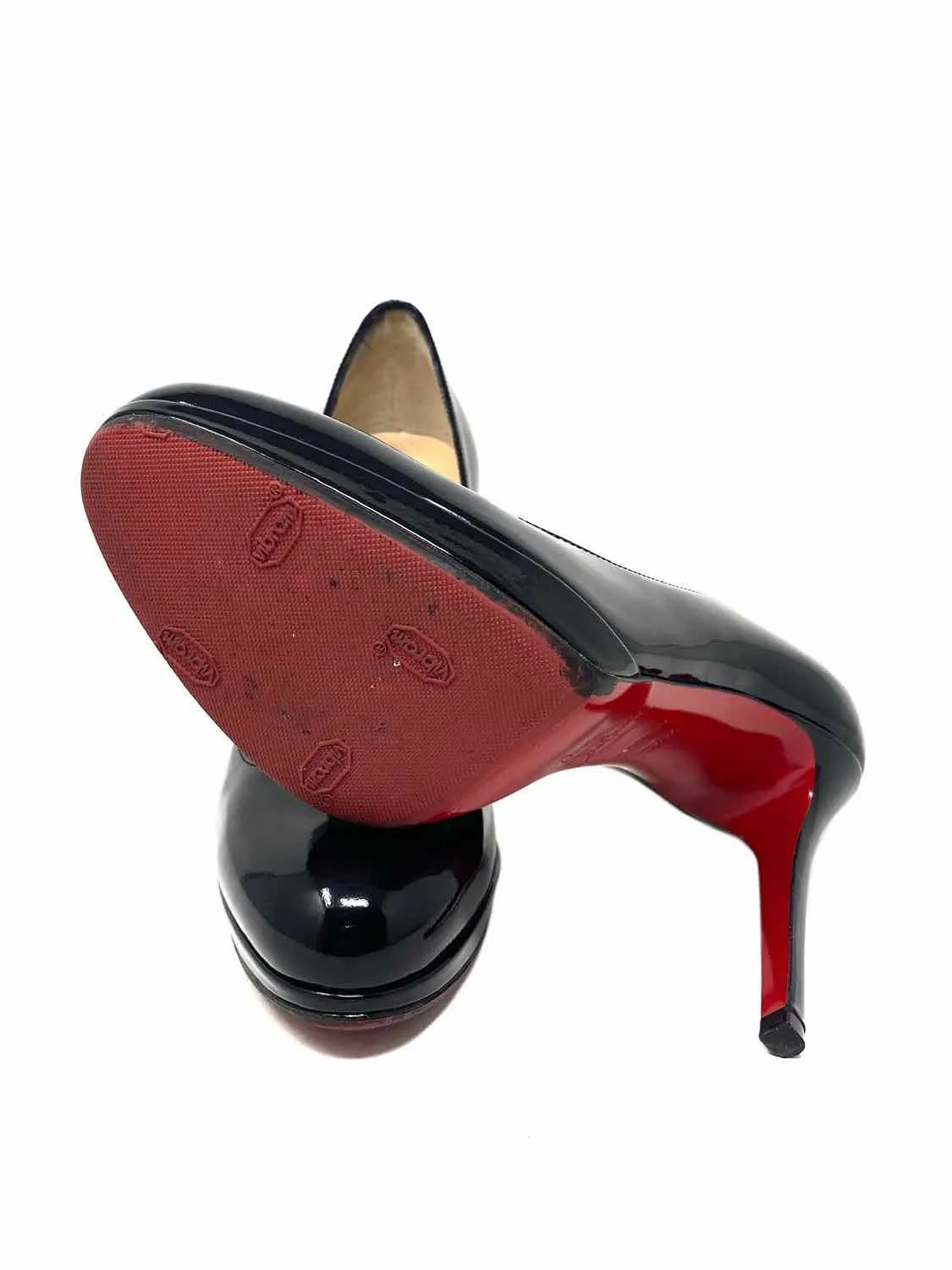 Christian Louboutin Women's Black Platform Patent Leather Size 37.5/7 Pumps