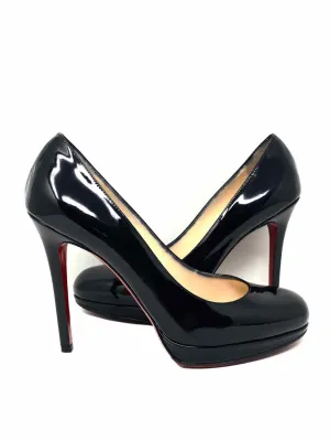 Christian Louboutin Women's Black Platform Patent Leather Size 37.5/7 Pumps