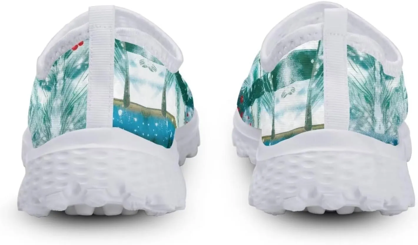 Christmas Roading Running Shoes Breathable Mesh Outdoor Walking Shoes Slip On Loafer Shoes Size 5.5-11.5