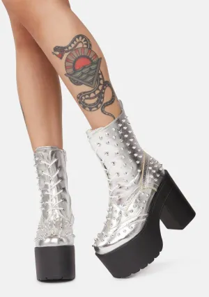 Chrome Dangerous Road Spiked Platform Boots