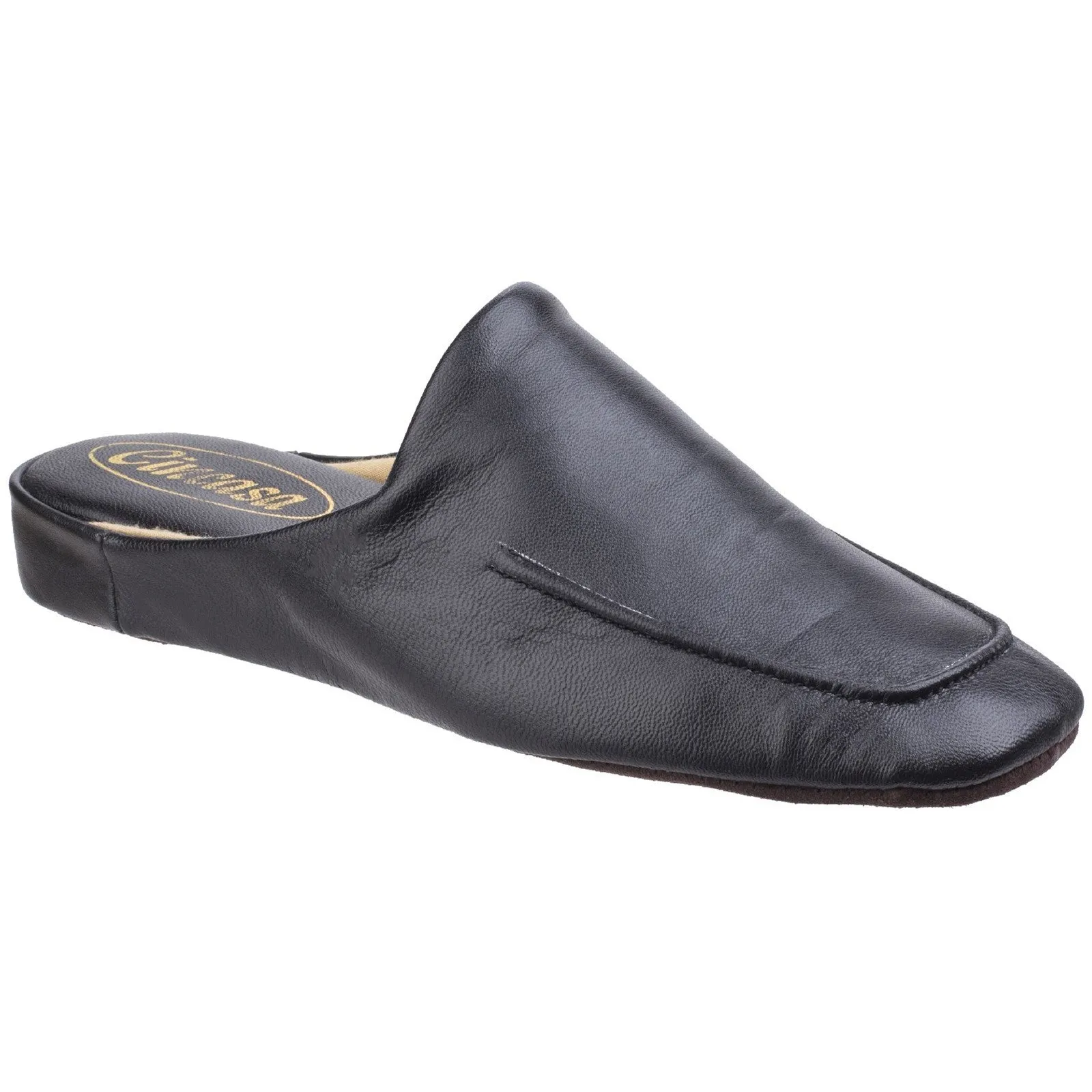 Cincasa Carlos Men's Mule Slippers Comfortable Leather Slip-On House Shoes, Soft Cushioned Insole, Durable Sole, Classic Design for Indoor Wear