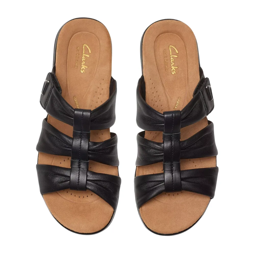 Clarks Kitly Slide Black Leather Sandal (Women's)