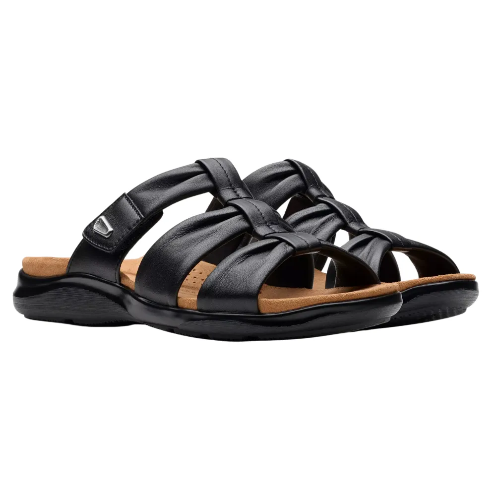 Clarks Kitly Slide Black Leather Sandal (Women's)