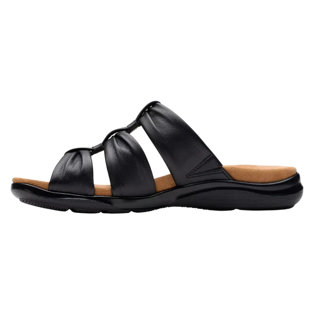 Clarks Kitly Slide Black Leather Sandal (Women's)