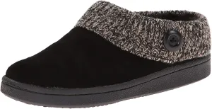Clarks Women's Knit Scuff Leather Slipper Mules Sweater Cuff Clog (7, Black)
