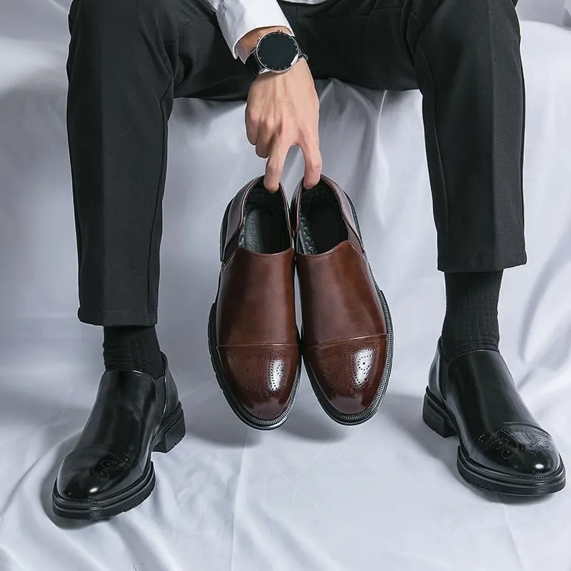 Classic Men's Dress Shoes Mens Modern Fashion Slip On Oxfords Men Business Casual Derby Shoes