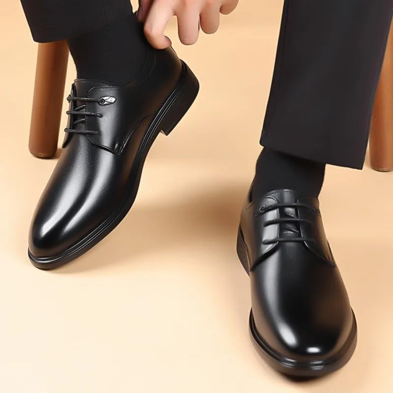 Classic Men's Leather Dress Shoes Mens Lace-Up Lightweight Casual Walking Oxfords Shoes