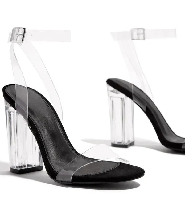 Clear Heel Party Black High Heels