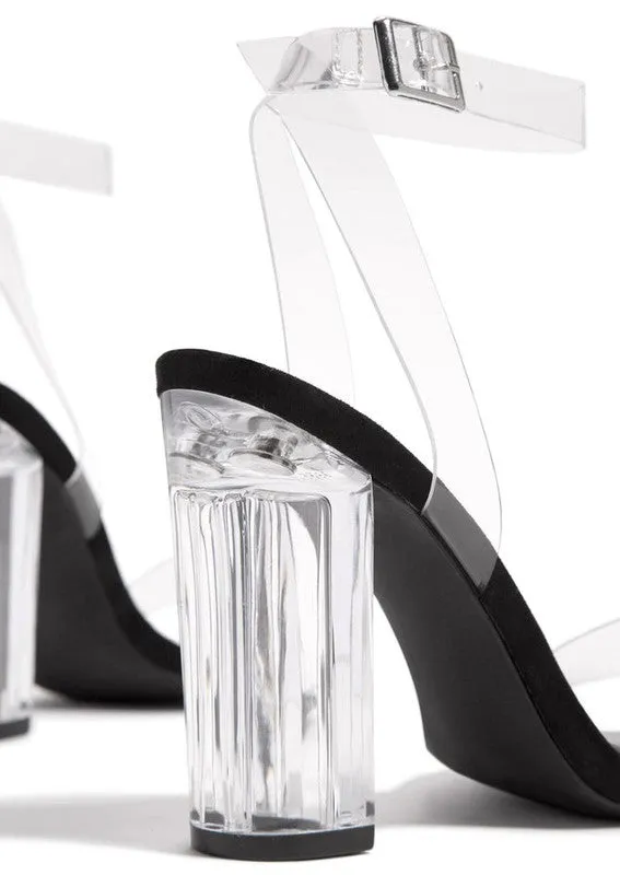 Clear Heel Party Black High Heels