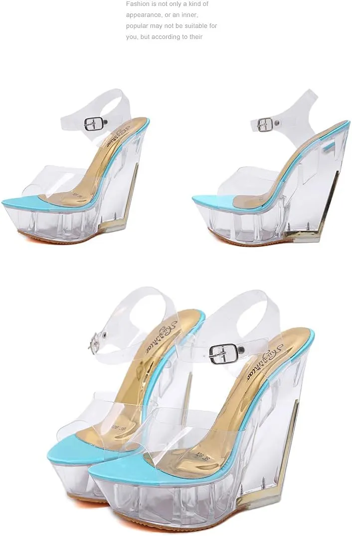 Clear Wedges Sexy Ankle Strap High Heels