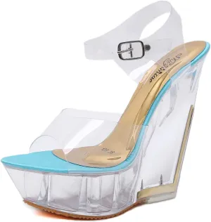 Clear Wedges Sexy Ankle Strap High Heels