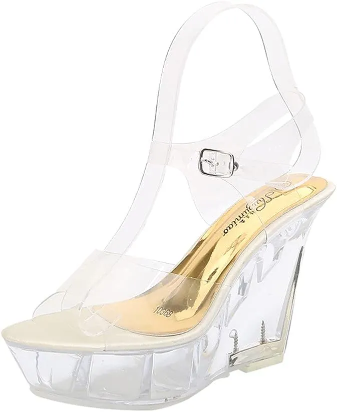 Clear Wedges Sexy Ankle Strap High Heels