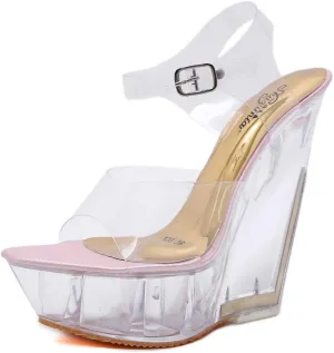 Clear Wedges Sexy Ankle Strap High Heels