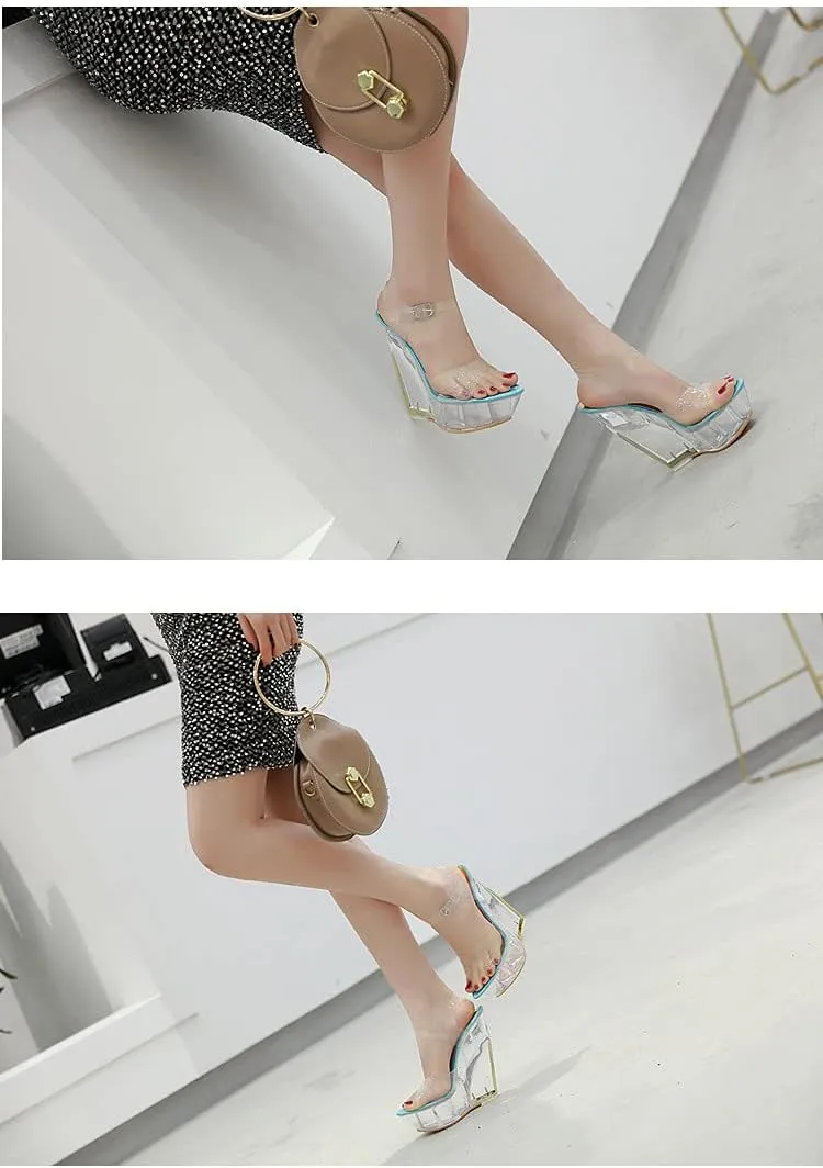 Clear Wedges Sexy Ankle Strap High Heels