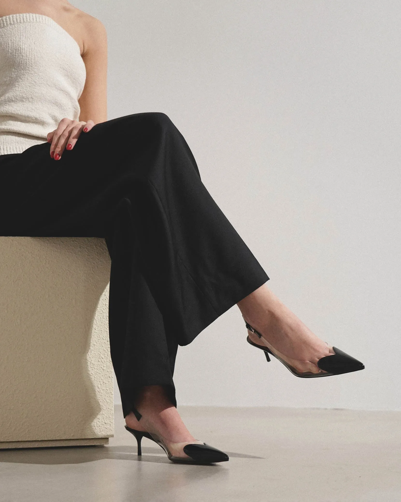 Coeur 55 black patent slingbacks