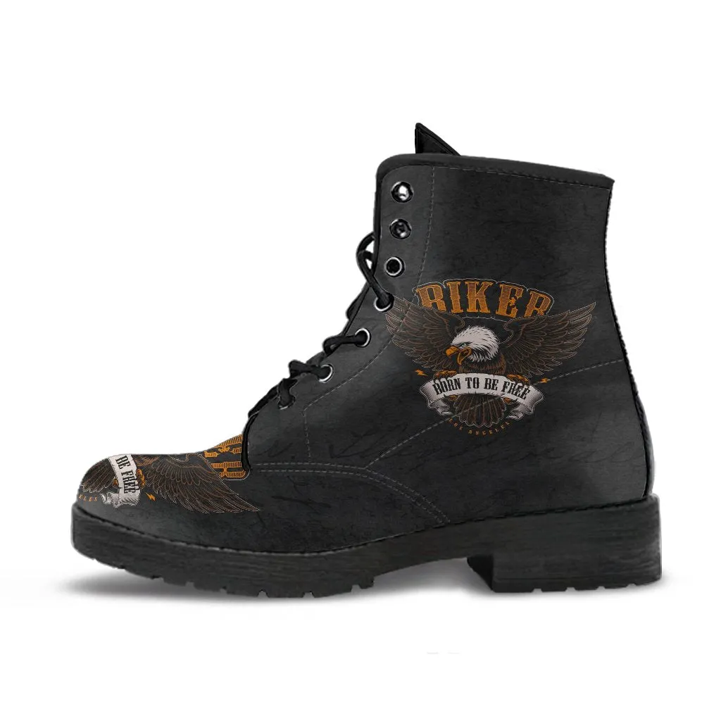 Combat Boots - Biker Boots #11 | Women's Black Hipster Boots, Vegan Leather Lace Up Boots, Men's Leather Boots, Custom Shoes