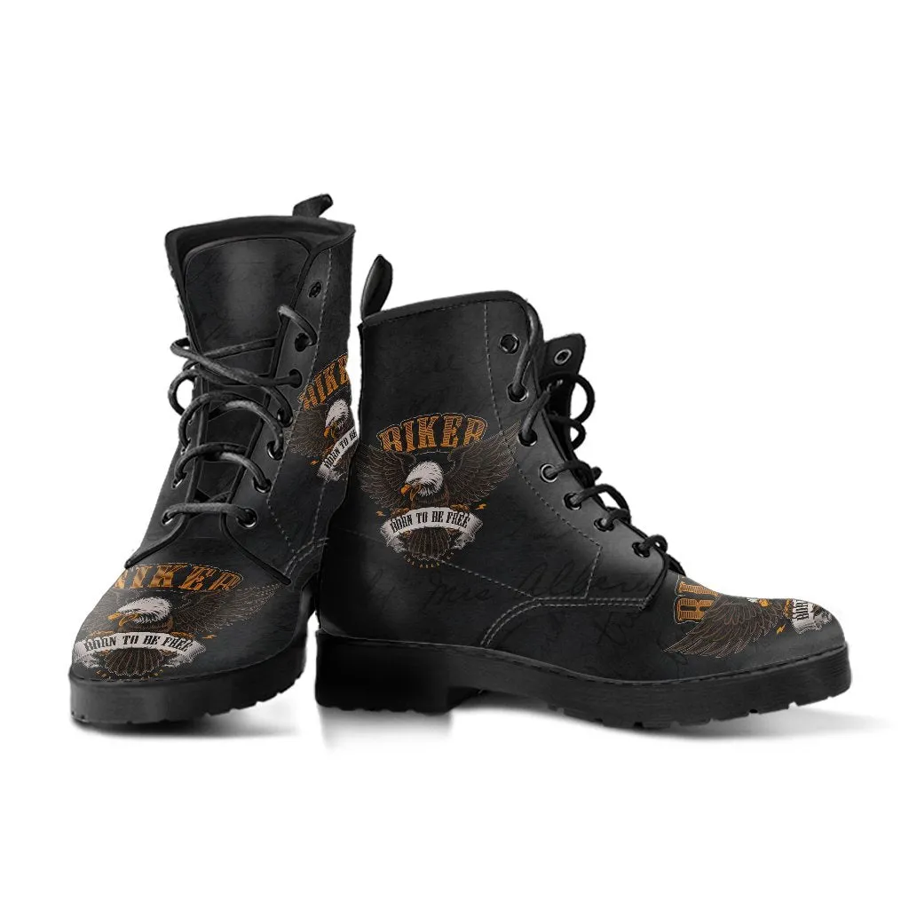 Combat Boots - Biker Boots #11 | Women's Black Hipster Boots, Vegan Leather Lace Up Boots, Men's Leather Boots, Custom Shoes