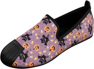 Crzidha Fashion Sneakers for Halloween,Stylish Pumpkin Print Colorful Lace-Up Canvas Flat Shoes Lightweight Slip-Ons Spooky Scary Skeleton Print Loafers Casual Halloween Festival Cosplay Party Flats