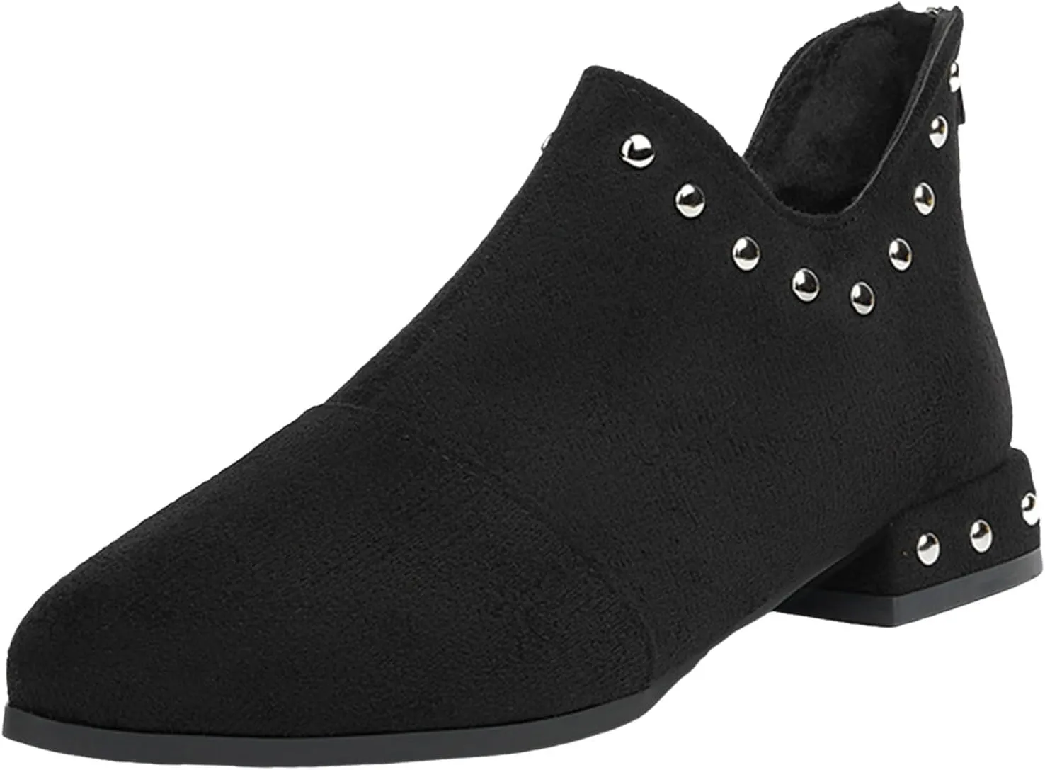 Crzidha Rhinestones Slip On Ankle Booties for Women,Pointed Toe Back Zipper Low Top Slip Ons for Women Casual Travel Walking Party Comfortable Lightweight Slip Ons Chelsea Ankle Booties