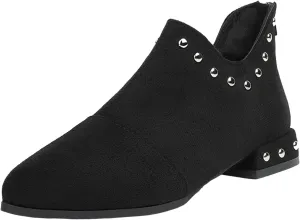 Crzidha Rhinestones Slip On Ankle Booties for Women,Pointed Toe Back Zipper Low Top Slip Ons for Women Casual Travel Walking Party Comfortable Lightweight Slip Ons Chelsea Ankle Booties