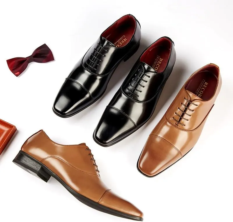 CSCDD Stitching Design Casual Breathable Business Formal Leather Shoes Lace Waxing Design -Step Low-top Derby Shoes Suitable for Wedding Office