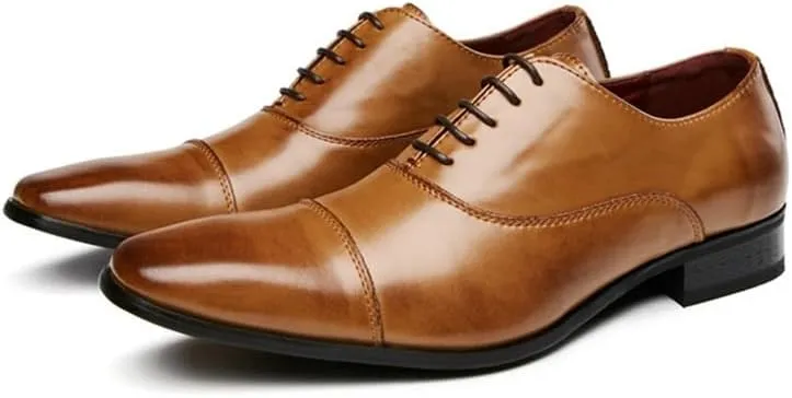 CSCDD Stitching Design Casual Breathable Business Formal Leather Shoes Lace Waxing Design -Step Low-top Derby Shoes Suitable for Wedding Office