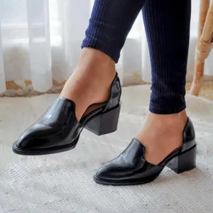 Cutout block heel summer booties pointed toe Oxfords shoes for women