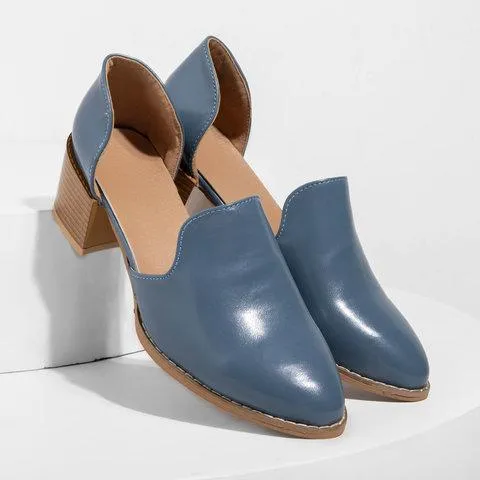 Cutout block heel summer booties pointed toe Oxfords shoes for women
