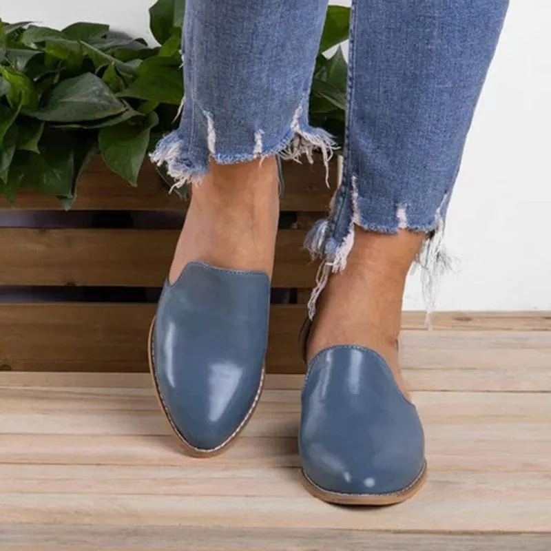 Cutout block heel summer booties pointed toe Oxfords shoes for women