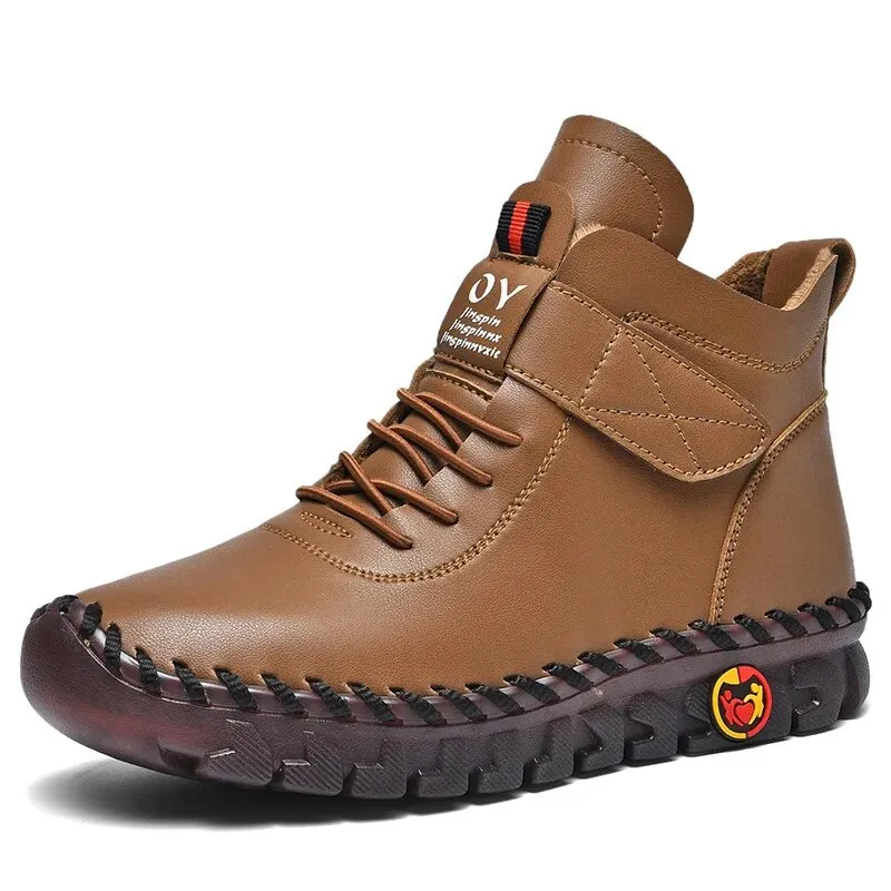 Cuzcare Orthopedic Shoes for Women Waterproof Velcro Plush Fleece Warm Leather Boots