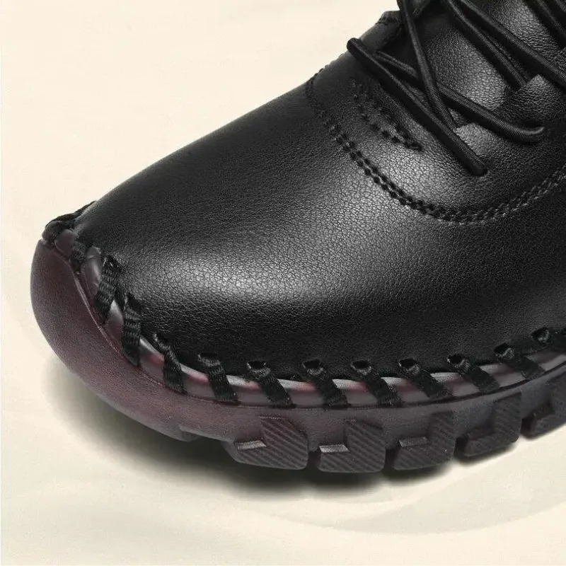 Cuzcare Orthopedic Shoes for Women Waterproof Velcro Plush Fleece Warm Leather Boots