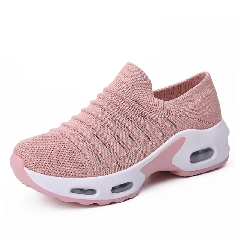 Cuzcare Orthopedic Shoes Women Breathable Slip-on Sneakers Air Cushion Mesh Leisure