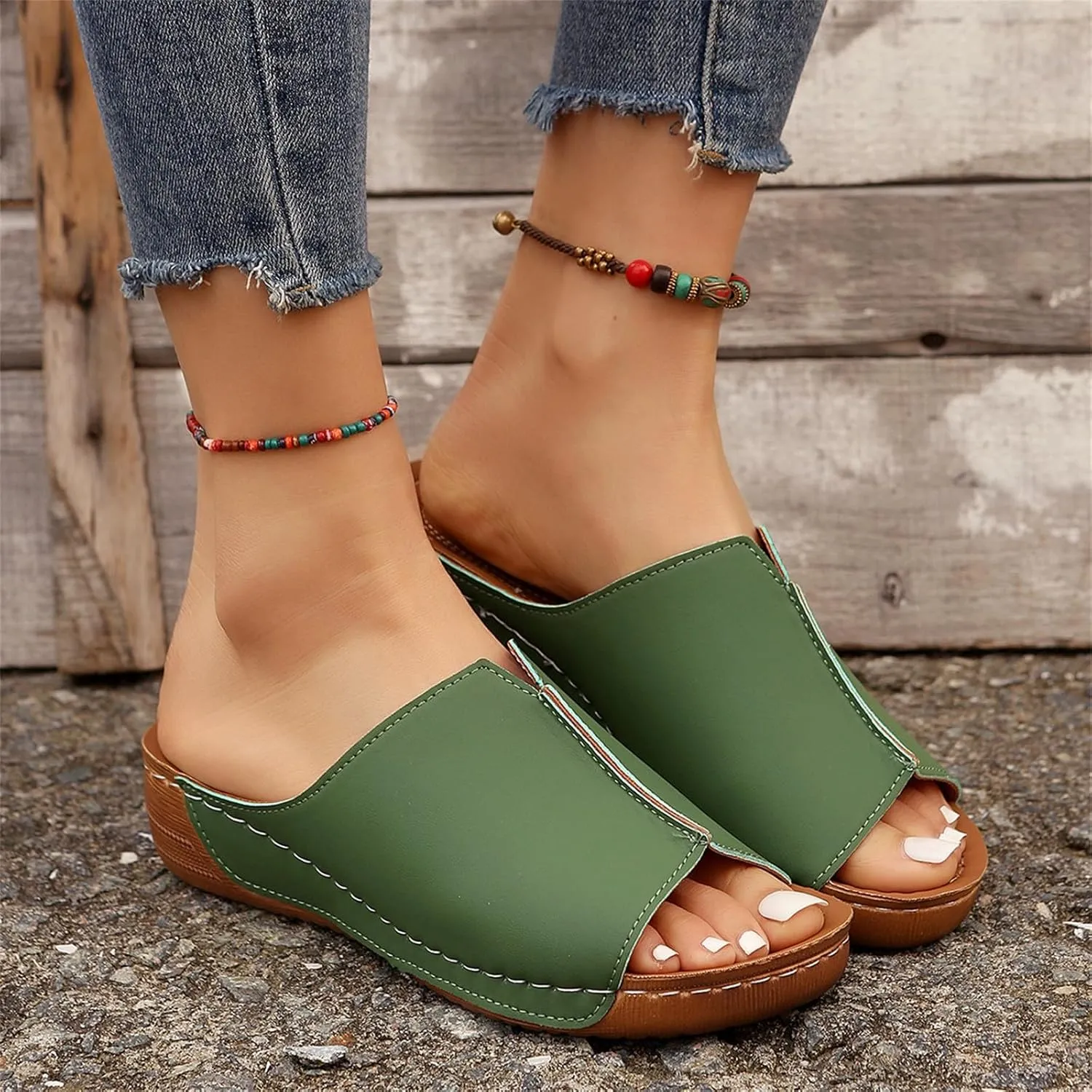 Damping Sole Upgradation Stretch Lightweight Sandals, Womens Flat Sandals Orthopedic Arch Support Comfortable Walking Sandals