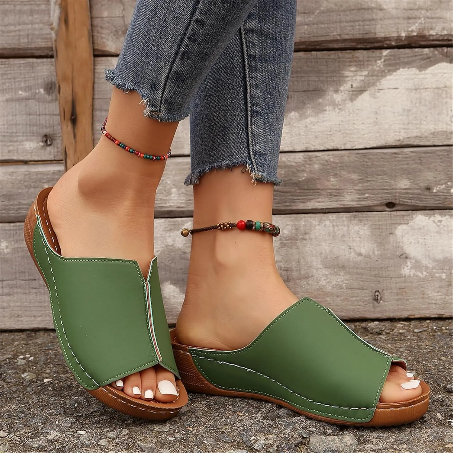 Damping Sole Upgradation Stretch Lightweight Sandals, Womens Flat Sandals Orthopedic Arch Support Comfortable Walking Sandals