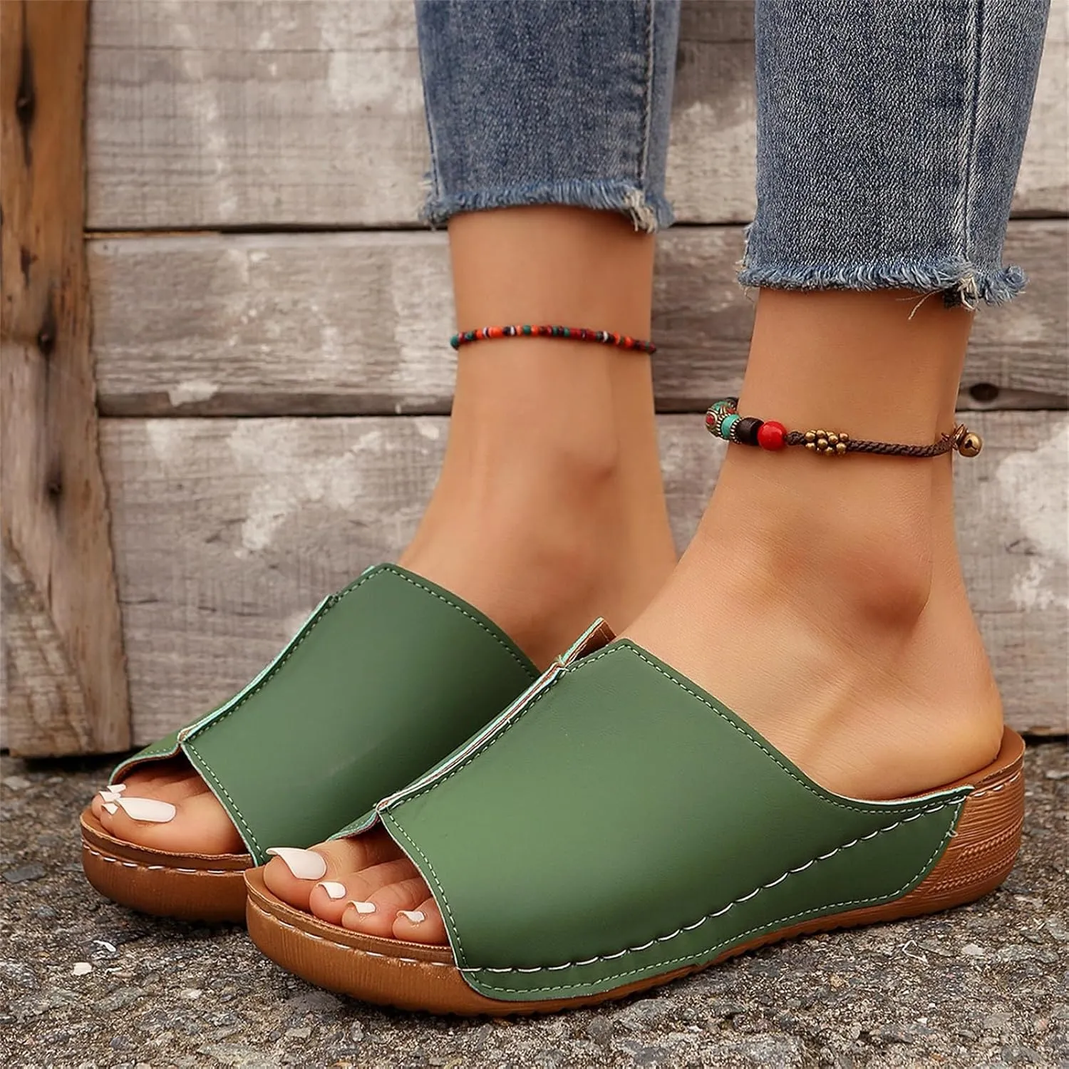 Damping Sole Upgradation Stretch Lightweight Sandals, Womens Flat Sandals Orthopedic Arch Support Comfortable Walking Sandals