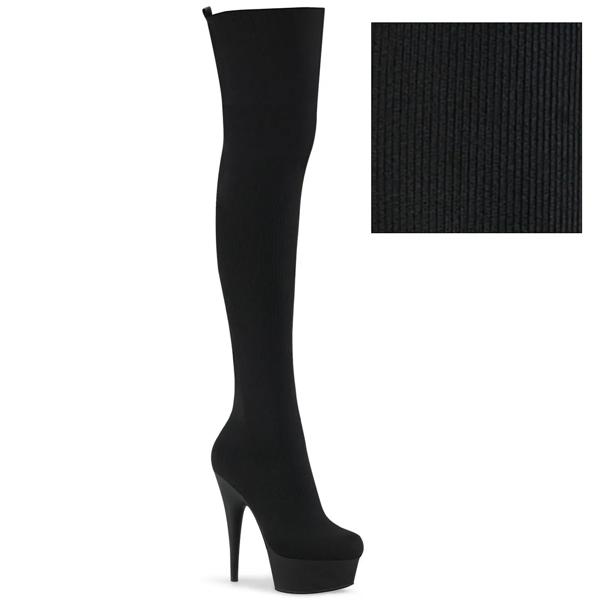 DELIGHT-3002-1 Pleasers 6" Heel Black Stretch Exotic Dancing Shoes