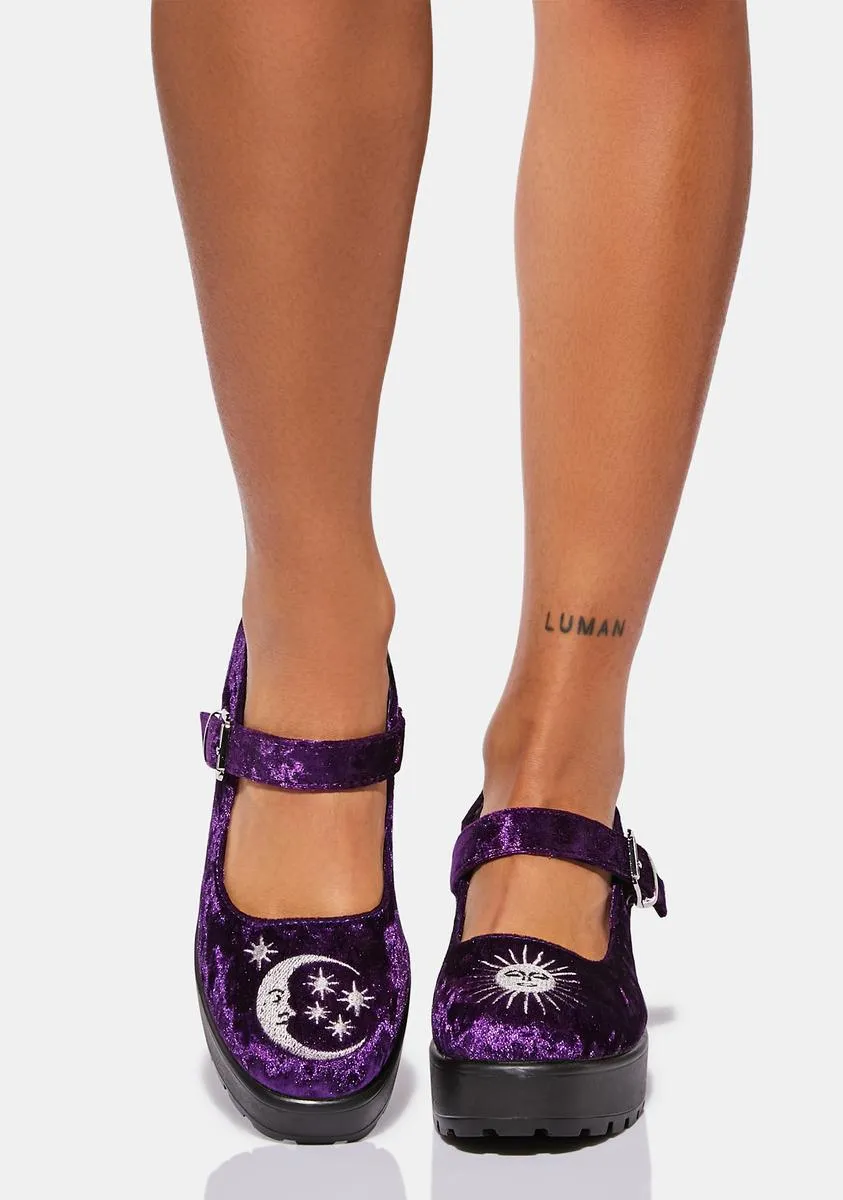 Della Velvet Mary Janes