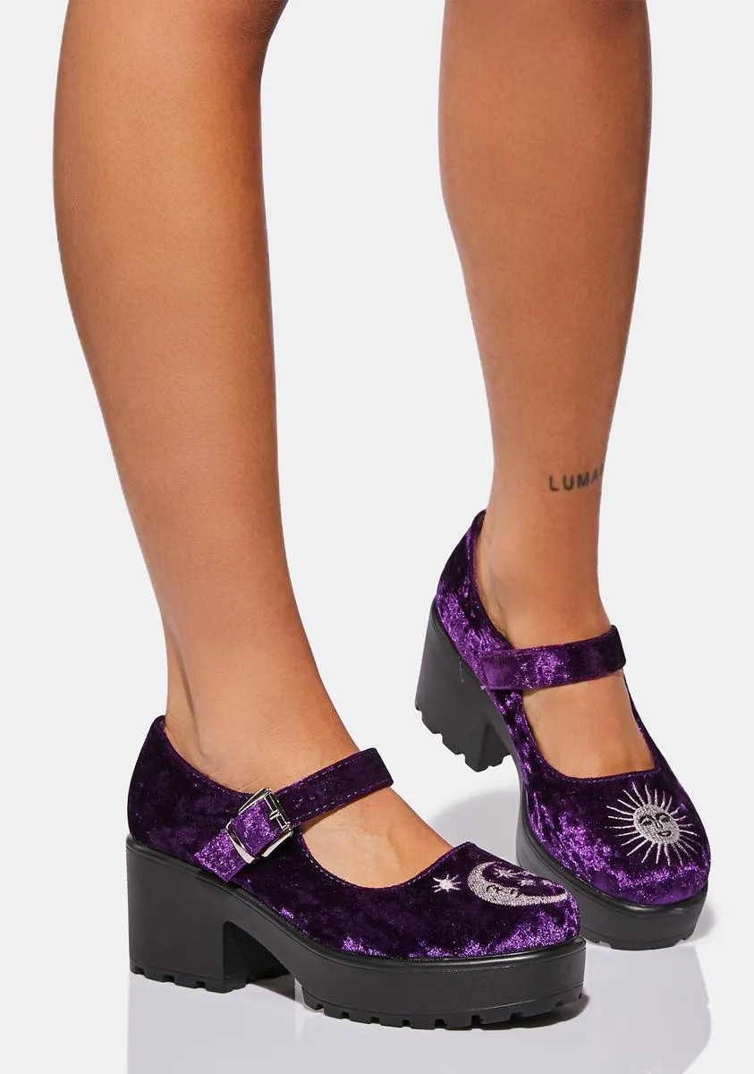 Della Velvet Mary Janes