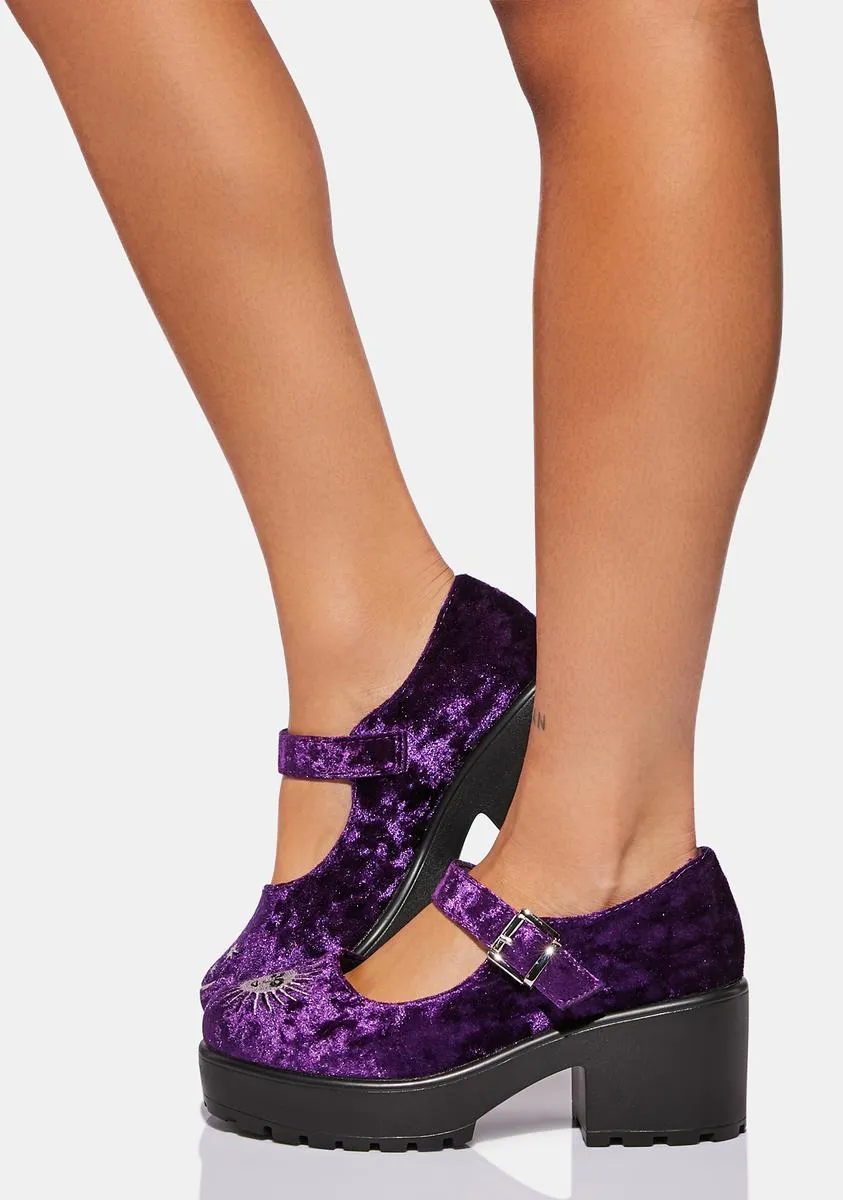 Della Velvet Mary Janes