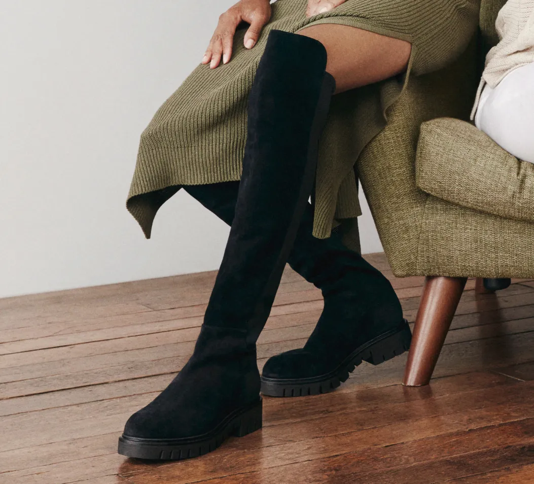 Demi: Black Suede Over The Knee Boots