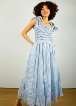 DG Yasmin Smocked Sundress in Blue Stripe