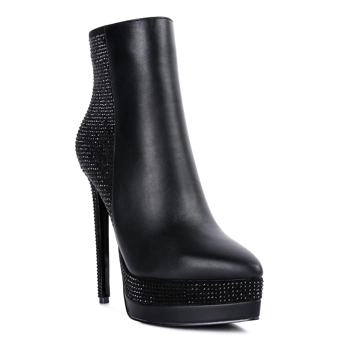 Diamante Set High Heeled Ankle Boot