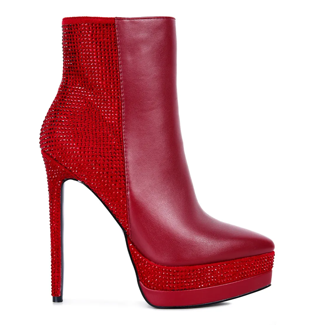 Diamante Set High Heeled Ankle Boot
