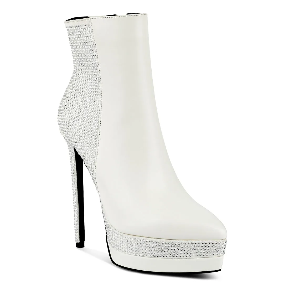 Diamante Set High Heeled Ankle Boot