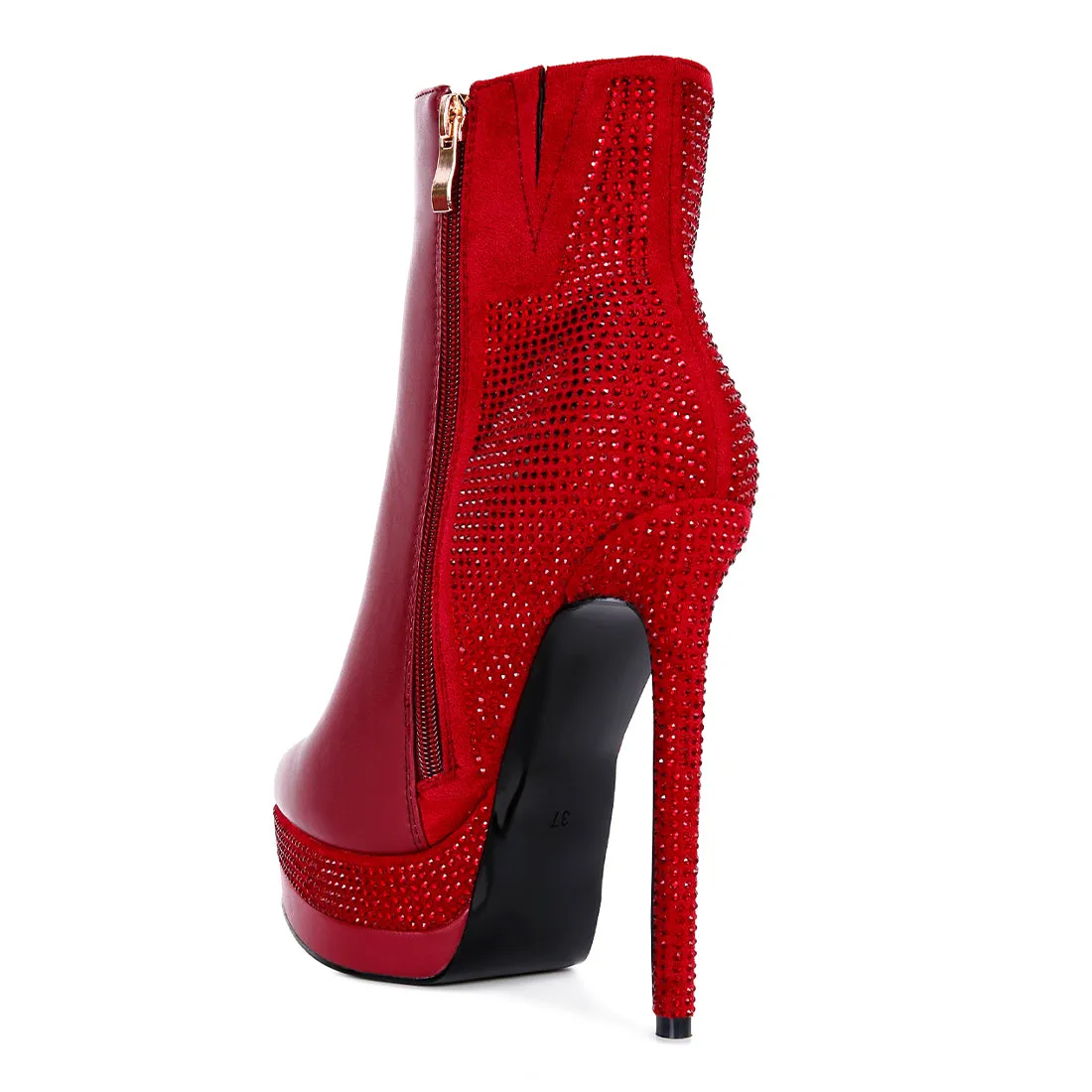 Diamante Set High Heeled Ankle Boot